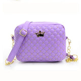 2016 Women Bag Solid Candy Colors Ladies Rivet Chain Leather Crossbody Quiled Crown Bags Women'S