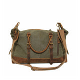 Vintage Canvas Leather Travel Bag Men Military Carry On Luggage Bags Weekend Handbag Overnight
