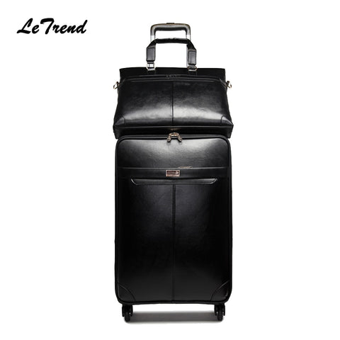 Letrend New Men Business Rolling Luggage Set Suitcases On Wheels Women Trolley Pu Leather Retro