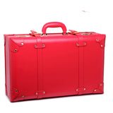 Letrend Red Wedding Suitcase Wheels Women Vintage Leather Trolley Travel Bag Student Password Trunk