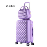 24"+12"Hot Sales Diamond Lines Trolley Suitcase Set/Travell Case Luggage/Pull Rod Trunk Rolling