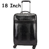16 18 20 22 24Inch Crocodile Grain Pu Leather Travel Luggage Set For Men And Women,Large Capacity