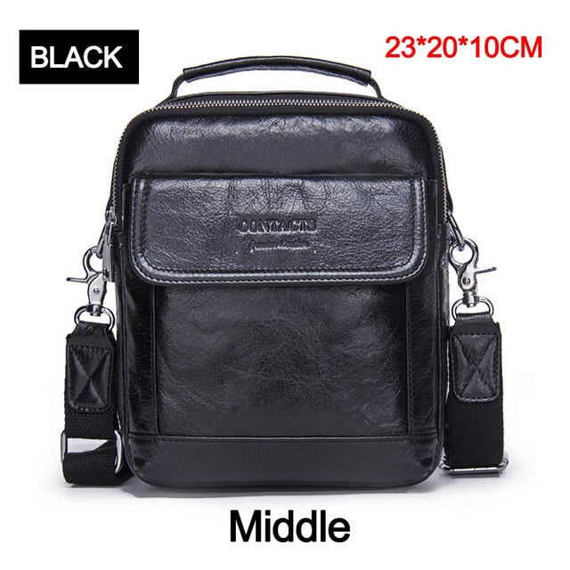 Contact'S Genuine Leather Shoulder Bags Fashion Men Messenger Bag Small Ipad Male Tote Vintage