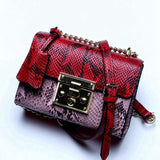 Sunny Shop Genuine Leather Women Bag With Curb Chain Fashion Serpentine Small Gold Color Chain