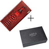 Aoeo Women Lock Wallet Female Handbag Money Coin Purses Holder Genuine Leather Pu 3D Alligator