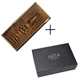 Aoeo Women Lock Wallet Female Handbag Money Coin Purses Holder Genuine Leather Pu 3D Alligator