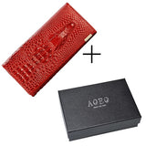 Aoeo Women Lock Wallet Female Handbag Money Coin Purses Holder Genuine Leather Pu 3D Alligator