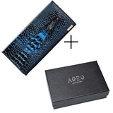 Aoeo Women Lock Wallet Female Handbag Money Coin Purses Holder Genuine Leather Pu 3D Alligator
