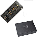 Aoeo Women Lock Wallet Female Handbag Money Coin Purses Holder Genuine Leather Pu 3D Alligator