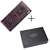 Aoeo Women Lock Wallet Female Handbag Money Coin Purses Holder Genuine Leather Pu 3D Alligator