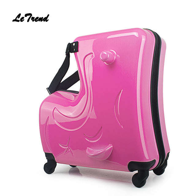 Letrend Children Rolling Luggage Spinner 20 Inch Wheels Suitcase Kids Cabin Trolley Student