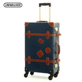 12" 20" 22" 24" 26" Drak Blue Retro Trolley Suitcase, 2Pcs/Set Vintage Travel Trolley Luggage
