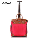 Letrend New Fashion Korean Oxford Men Travel Bag On Wheel Suitcases Women Red Vintage Cabin Rolling