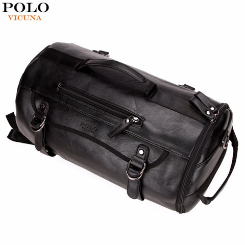 Vicuna Polo Personality Large Size Round Leather Mens Travel Bag Fashion Rolling Travel Backpack