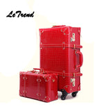 Letrend Retro Crocodile Suitcase Wheels Rolling Luggage Set Password Trolley Spinner Travel Bag