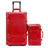 Letrend Retro Crocodile Suitcase Wheels Rolling Luggage Set Password Trolley Spinner Travel Bag