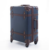 Letrend Vintage Suitcase Wheels Leather Rolling Luggage Spinner Women Retro Trolley 20 Inch Cabin