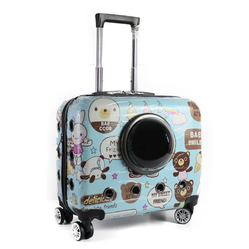 Fashion Small Animal Pet Luggage On Wheels Dog Cat Carrier Travel Tote Trolley Bags  For Dogs