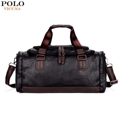 Vicuna Polo Large Capacity Men Travel Bags Simple Contrast Black Duffel Bag For Trip Casual Brand