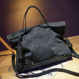 Bolish Rivet Vintage Pu Leather Female Handbag Fashion Tassel Messenger Bag Women Shoulder Bag