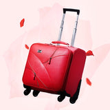 Vintage Red Married Pu Leather Travel Luggage,Female Trolley Luggage Bag On Universal