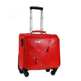 Vintage Red Married Pu Leather Travel Luggage,Female Trolley Luggage Bag On Universal
