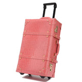 Letrend Vintage Suitcase Wheels Rolling Luggage Set Retro Leather Cabin Trolley Spinner Carry On