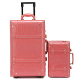 Letrend Vintage Suitcase Wheels Rolling Luggage Set Retro Leather Cabin Trolley Spinner Carry On