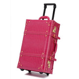 Letrend Vintage Suitcase Wheels Rolling Luggage Set Retro Leather Cabin Trolley Spinner Carry On
