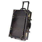 Letrend Vintage Suitcase Wheels Rolling Luggage Set Retro Leather Cabin Trolley Spinner Carry On