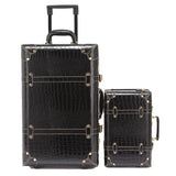 Letrend Vintage Suitcase Wheels Rolling Luggage Set Retro Leather Cabin Trolley Spinner Carry On