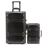 Letrend Vintage Suitcase Wheels Rolling Luggage Set Retro Leather Cabin Trolley Spinner Carry On
