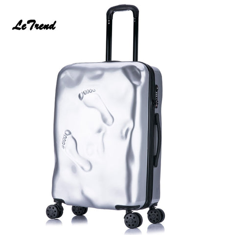 Letrend  Retro Rolling Luggage Spinner Student Travel Bag Pc Wheels Suitcase Trolley 20 Inch