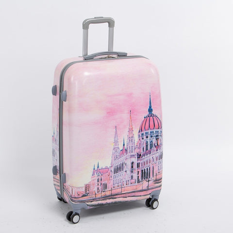 Female 28 Inch Pink Pc Hardside Trolly Luggage Bag On Universal Wheels,8 Wheels Palace Travel