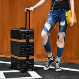 Vintage Aluminum Frame Universal Wheels Trolley Luggage Male Women'S20 24 26 29 Travel Leather