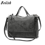 Bolish Brand Fashion Female Shoulder Bag Nubuck Leather Women Handbag Vintage Messenger Bag