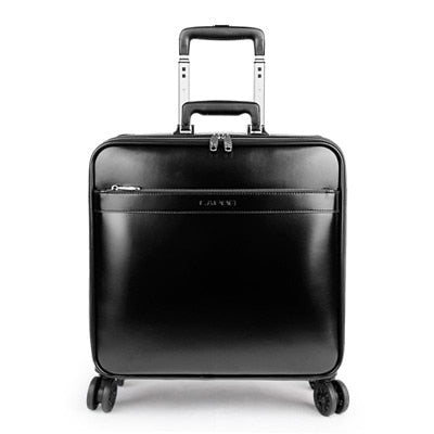 High Quality Male/Female Genuine Leather Travel Bag Cowhide Commercial Universal Wheels Trolley