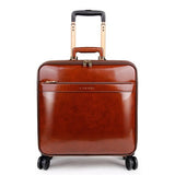 High Quality Male/Female Genuine Leather Travel Bag Cowhide Commercial Universal Wheels Trolley