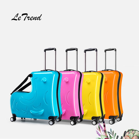 Letrend Children Rolling Luggage Spinner 24 Inch High Capacity Student  Wheels Suitcase Cute