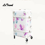Letrend Student Retro Suitcase Wheels Rolling Luggage Spinner 20 Inch Women Carry On Travel Bag Men
