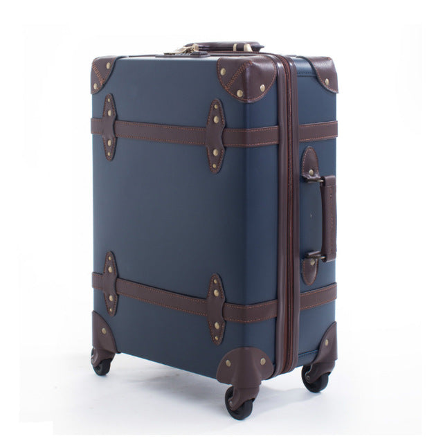 Large Caracity Pu Leather Hardside Luggage Vintage Trolly Suitcase Travel Suitcase,Scratch