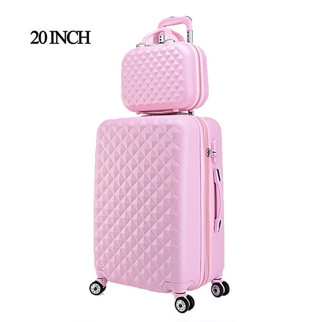 20"+12"Hot Sales Diamond Lines Trolley Suitcase Set/Travell Case Luggage/Pull Rod Trunk Rolling