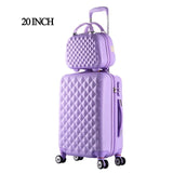 20"+12"Hot Sales Diamond Lines Trolley Suitcase Set/Travell Case Luggage/Pull Rod Trunk Rolling