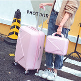 14 24Inches Light Abs Hardside Travel Luggage Set For Male And Female,Pink/Purple/Red