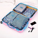 6Pcs/Set Travel Storage Bag Luggage Arrange Bag Floral Print Comestic Makeup Bag Washing Pouch