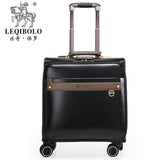 Wholesale!16Inch Pu Trolley Luggage Bags On Universal Wheels With Rod,Black/Brown/Red/Blue
