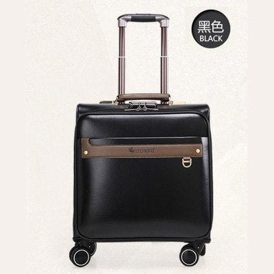 Wholesale!16Inch Pu Trolley Luggage Bags On Universal Wheels With Rod,Black/Brown/Red/Blue
