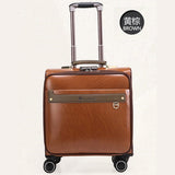 Wholesale!16Inch Pu Trolley Luggage Bags On Universal Wheels With Rod,Black/Brown/Red/Blue