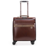Wholesale!16Inch Pu Trolley Luggage Bags On Universal Wheels With Rod,Black/Brown/Red/Blue