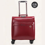 Wholesale!16Inch Pu Trolley Luggage Bags On Universal Wheels With Rod,Black/Brown/Red/Blue